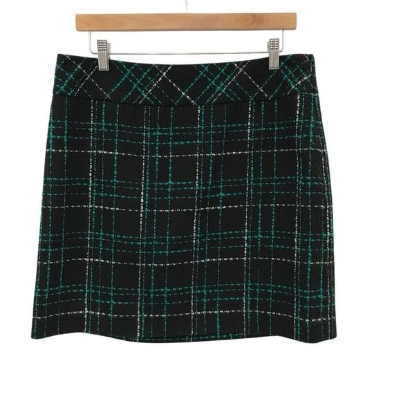 LOFT Dresses & Skirts - Loft Pencil Mini Skirt Women's Size 10 Black Green Tweed Lined
